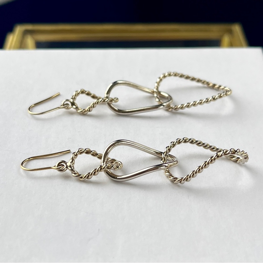 Mixed Texture Triple Loop Drop Earrings - image 7